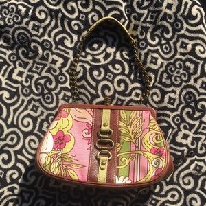 Isabella Fiore Pink brown lime Floral Bag